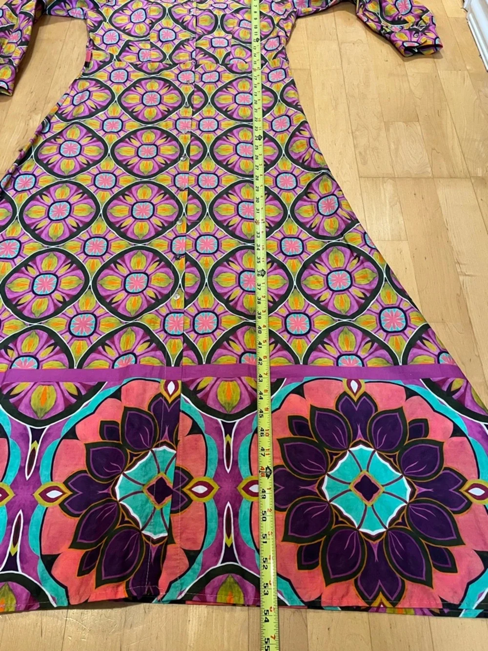 Tensione In Long-Sleeve A-Line Maxi Dress in Vibrant, Psychedelic Floral Print - Picture 8 of 11